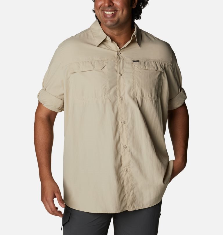Men's Columbia Silver Ridge 2.0 Long Sleeve Shirts Khaki | Plus Size CA-A3610